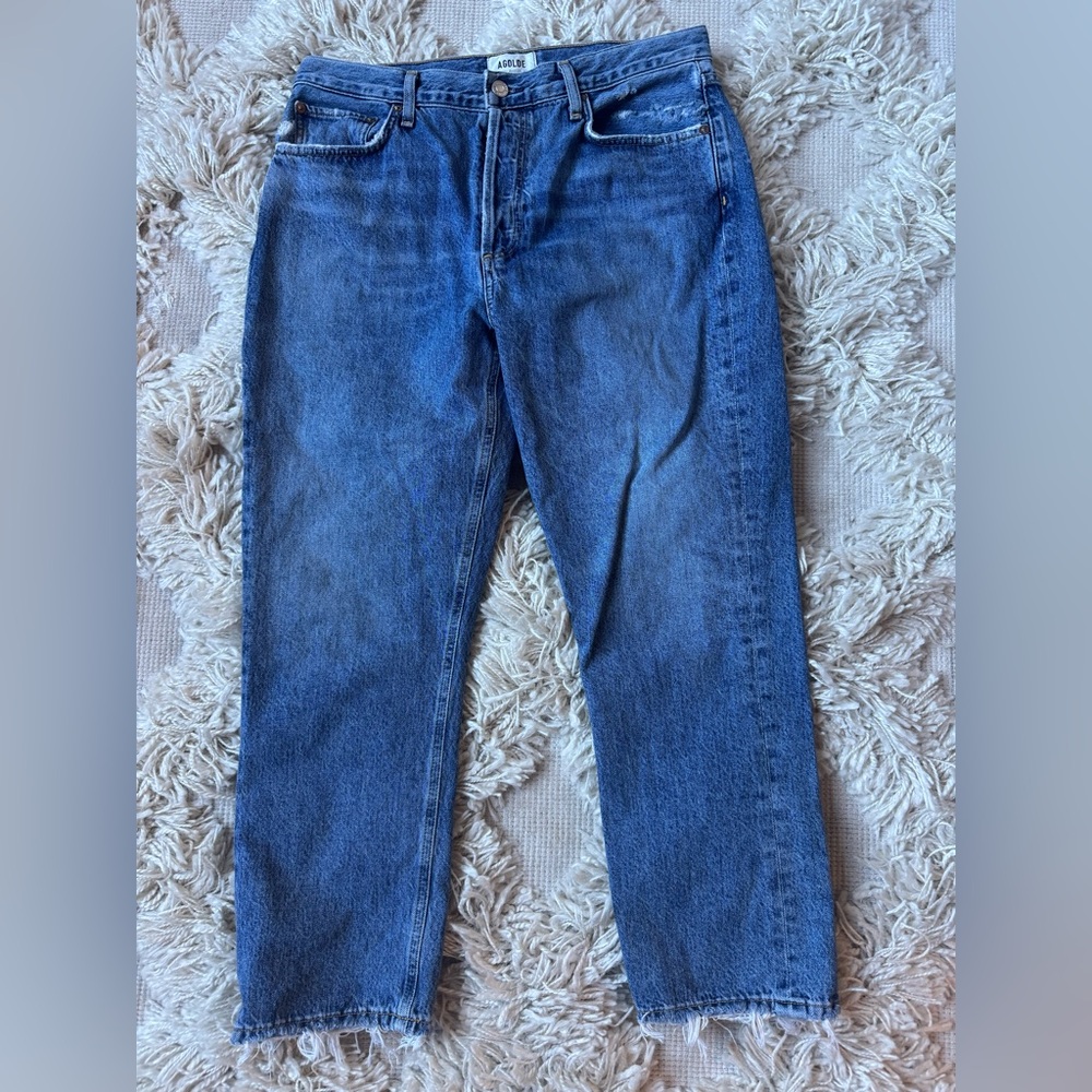 Agolde High Rise Straight Crop jeans in ‘Frequency’.